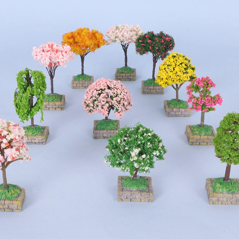 1Pcs Dollhouse Mini Artificial Tree Willow Maple Tree Cherry Tree Model Ornaments Garden Decorations