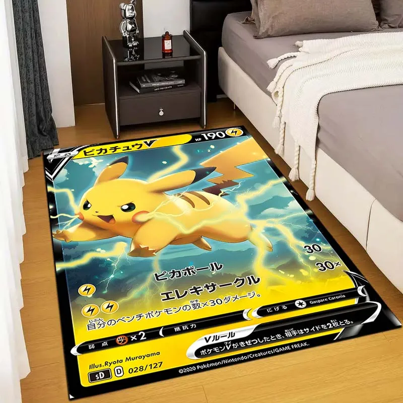 Pokémon Pikachu Cards Print Rug Carpet for Living Room Children's Bedroom Mat Sofa Doormat Floor Rug Home Decor Anti Slip Mat