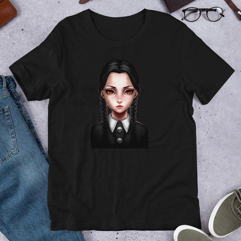 Wednesday Addams Printed Women T Shirt My Tow Personalities TV T-Shirt Girl Tee Hipster 2023 Ullzang Men Tops Ropa Hombre