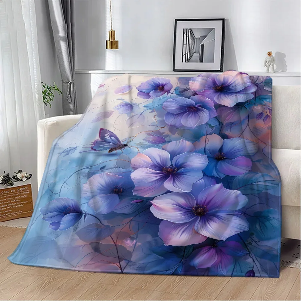 Poetry of Violets Velvet Blanket King Size Luxury Blankets & Throws Home Interior Microfiber Bedding Bed Throw Beach Towel Knee