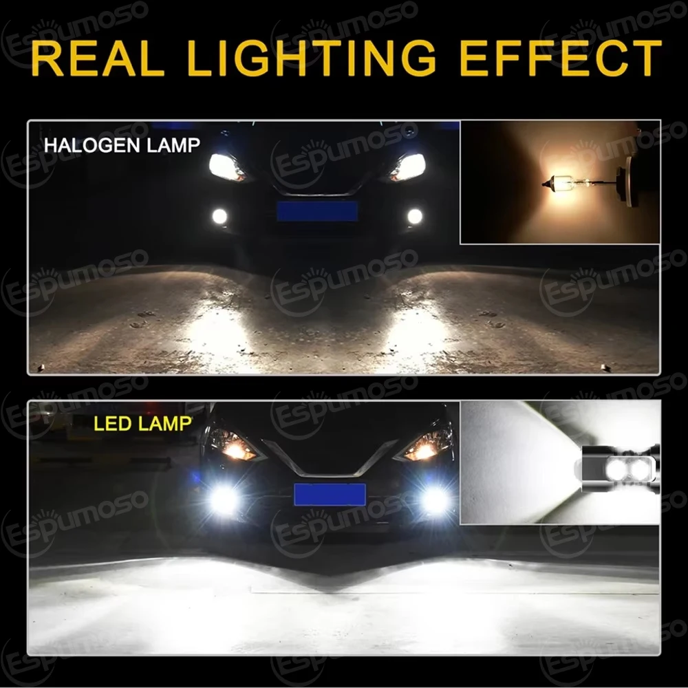 2Pcs H11 LED Bulb Led Lamp Super Bright Car Fog Lights Day Driving Running Light 6000K White For Audi A4 B7 B8 B9 2009-2019