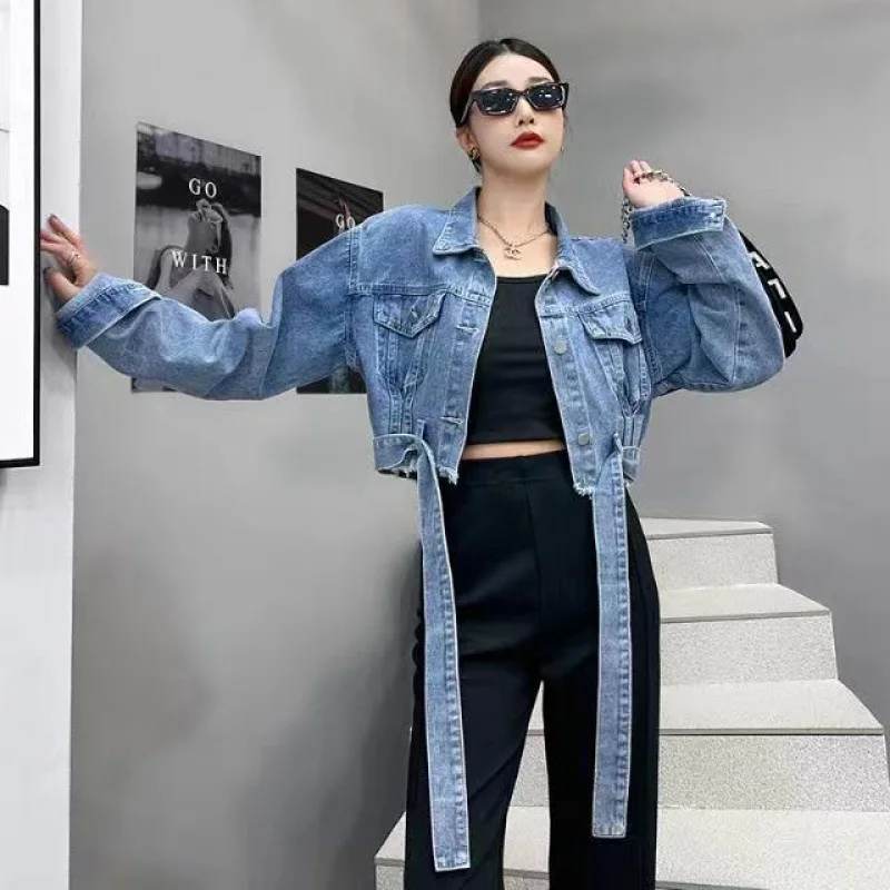 

Short High Waist Loose Hong Style New Fashion Tie Design Korean Version Women'S Versatile