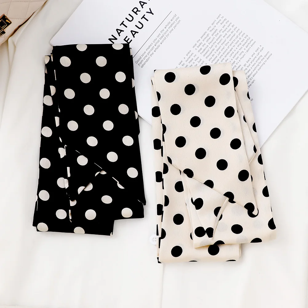 

Fashion Polka Dot Silk Satin Scarf Women Handle Bag Ribbon Narrow Thin Neck Scarves Bandana Female Neckerchief Accessories