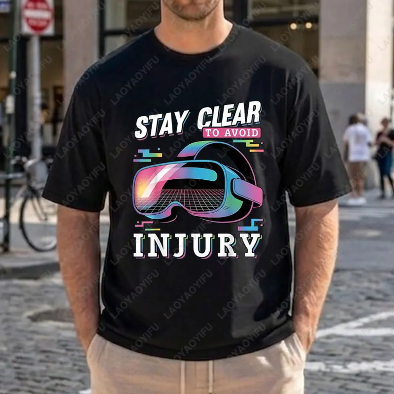 Streetwear Graphic T Shirt with Virtual Reality Athlete Printed 100%Cotton Short Sleeve Casual Tshirt Perfect for Gamer Wear