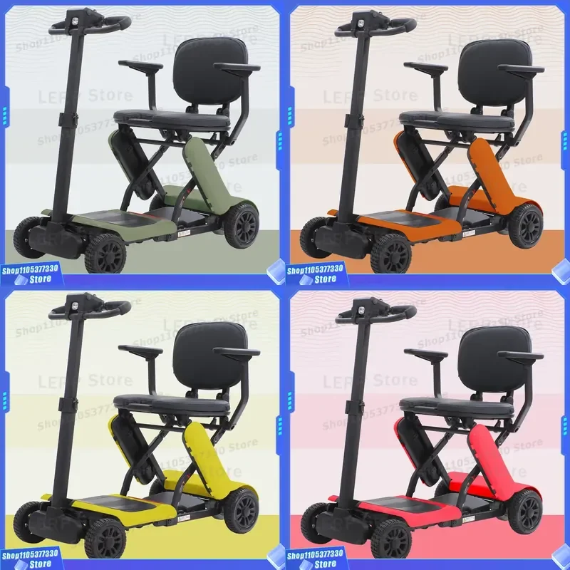 Aluminum Alloy Ultra Light Portable Self Folding Mobile Scooter 4 Wheel Mobility Scooter for Elderly