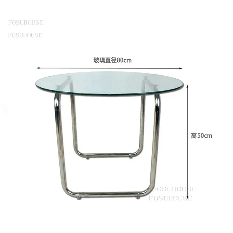 Nordic Transparent Glass Coffee Tables Light Luxury Living Room Furniture Modern Home Low Table Simple Round Sofa Side Table