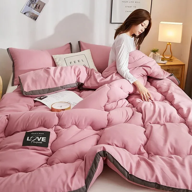 Winter Quilt Thicken Warm Bed Blanket Double Bed Cover Soft Comforter Home Microfiber Nordic Quilts With Filling