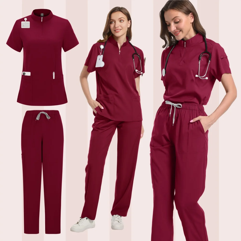 Uniforme médical d'infirmière de couleur Pure, tissu de haute qualité pour Salon de beauté, hôpital dentaire, soins chirurgicaux, ensemble de chirurgie clinique
