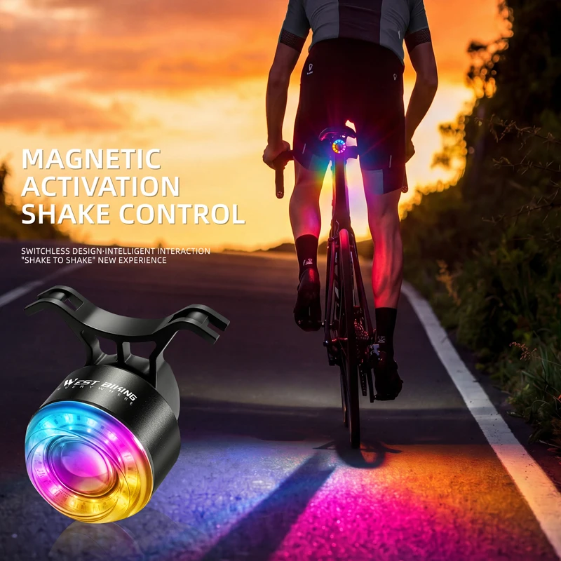 

WEST BIKING Bicycle Rear Light Magnetic Bike Tail Light IP67 Waterproof 7Lighting Mode Smart Brake Sensor Rear Light Bike Access