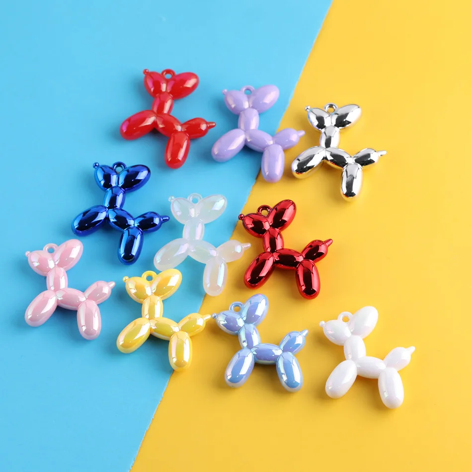 

WZNB 15pcs Acrylic Beaded Balloon Dog Charms Pendant Jewelry for Making Necklace Decoration Jewelry Material Accessories