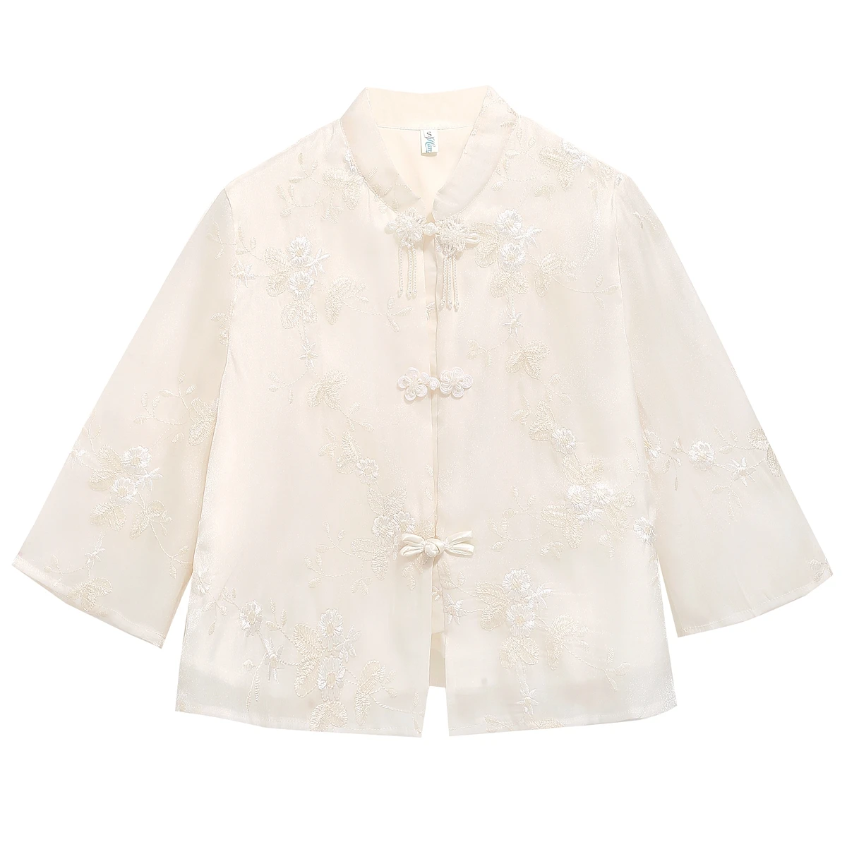 Fashion Chinese Style Embroidery Women Shirt Blouse Tops Blusas Mujer De Moda 2024 Verano Stand Collar Shirt Women Shirts H550