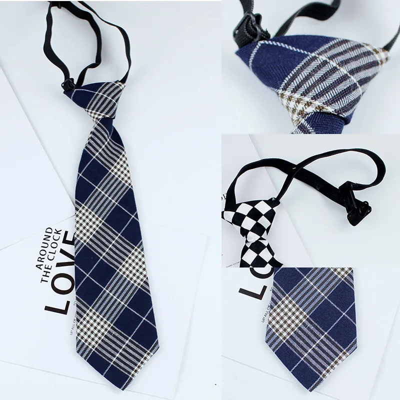 

New Knot Free JK Small Tie Women's Japanese Uniform Checkered Wine Red Casual Student Lazy Versatile Academy Style