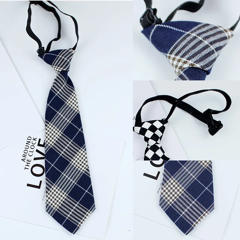 New Knot Free JK Small Tie Women's Japanese Uniform Checkered Wine Red Casual Student Lazy Versatile Academy Style