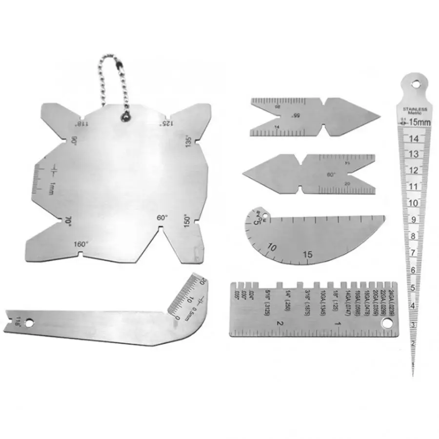 7pcs/Set Weld Inspection Gauge Set Angle Heights Width Undercut Depths Measuring Tool Angle Ruler Carpenter Tools