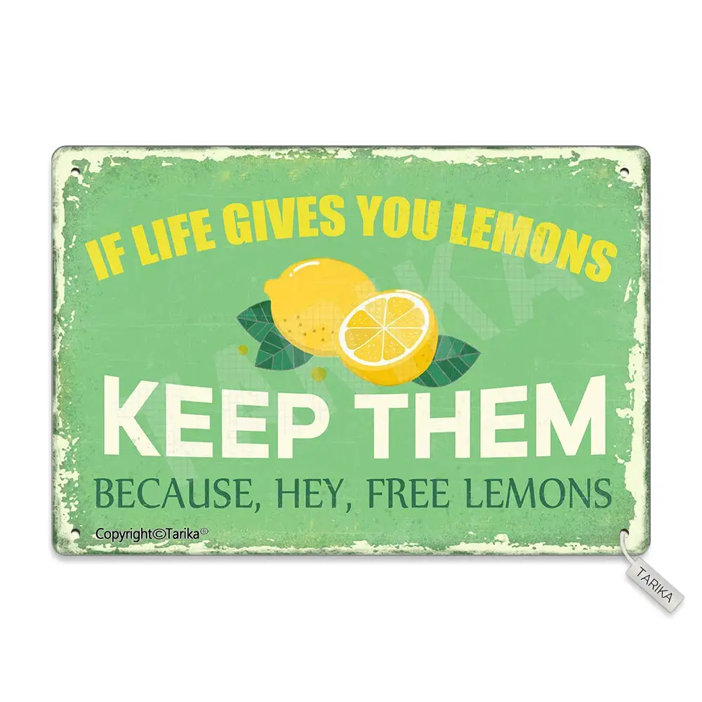 If Life Gives You Lemons Keep Them Because, Hey, Free Lemons Metal 20X30 cm Vintage Look Decoration Art Sign for Home Kitchen Ba