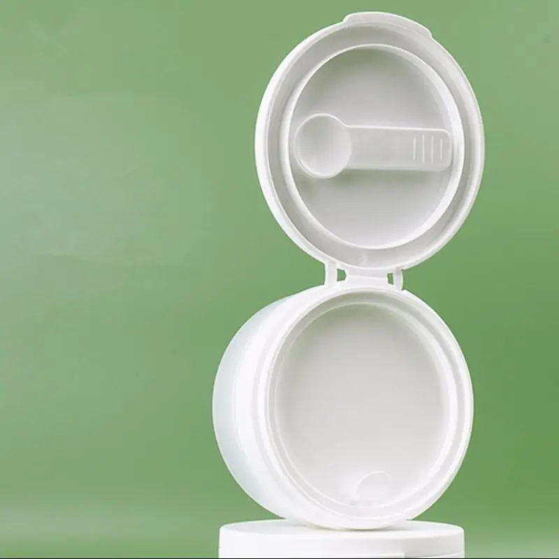 

High 50/120g Flip Cover With Spoon Or Tweezers Refillable Bottles Empty Pot Travel Face Cream Lotion Cosmetic Cotton Makeup Jar