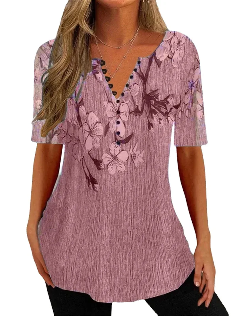 Été lâche col en v à manches courtes chemises pour femmes dames Blouses Korte Mouw dames Blouses Kadin Bluz femmes hauts et chemisiers