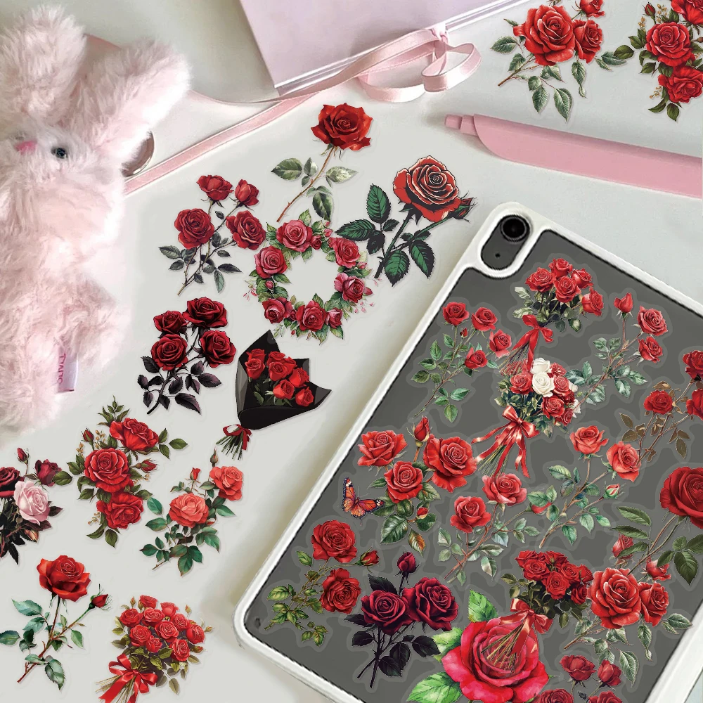 50PCS Retro Rote Rose Graffiti Aufkleber Premium Gefühl Handheld Konto DIY Telefon Fall Notebook Wasser Flasche Spielzeug Aufkleber