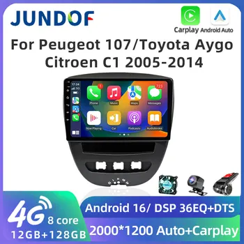 Reproductor Multimedia para coche Android 16 2 Din para Peugeot 107 Toyota Aygo Citroen C1 2005-2014 unidad principal estéreo navegación GPS BT WIFI 1