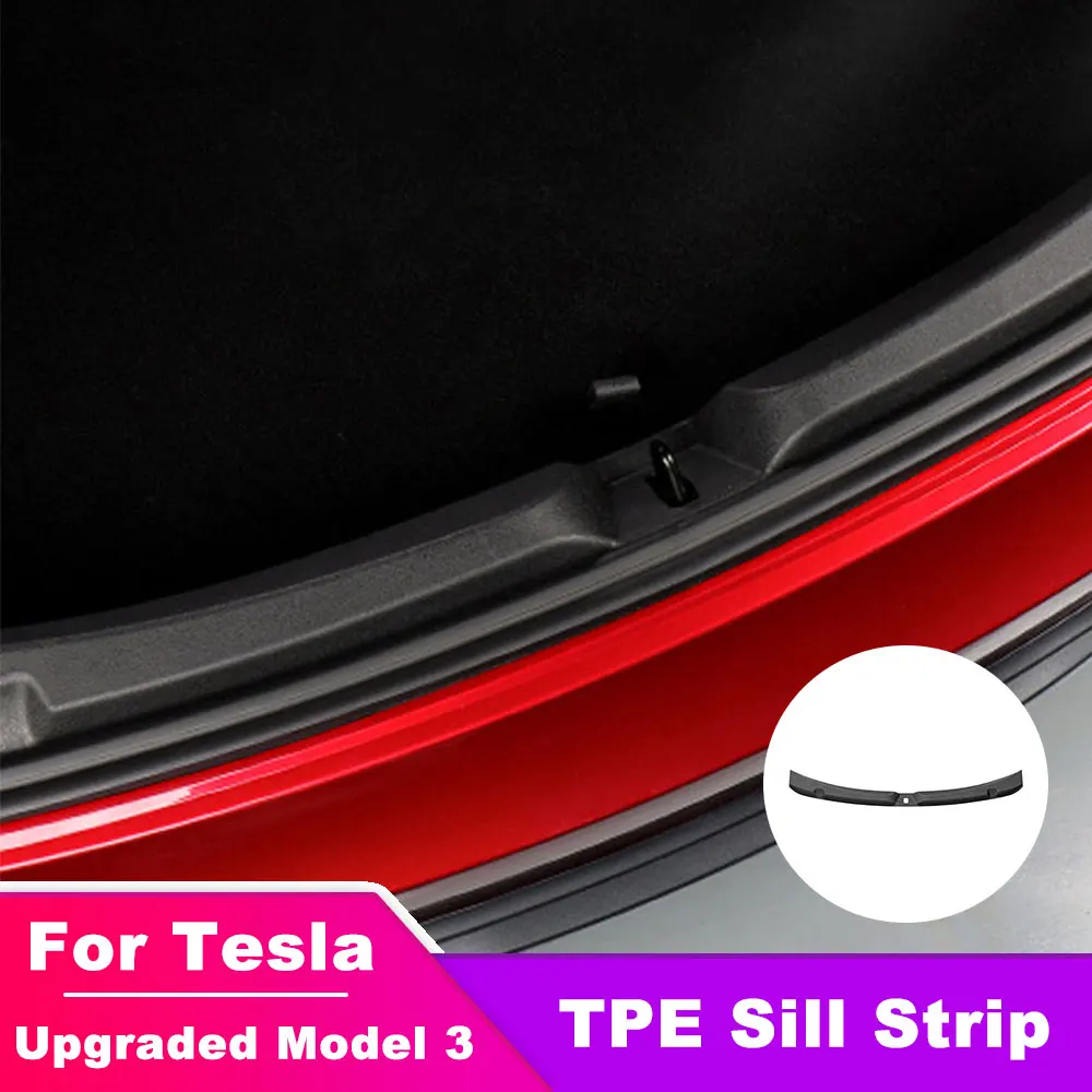 For Tesla Upgrade Model 3 2024 Trunk Threshold Strip Rubber Guard Door Sill Anti Scratch Protection Strip Rear Cargo Cover Pad