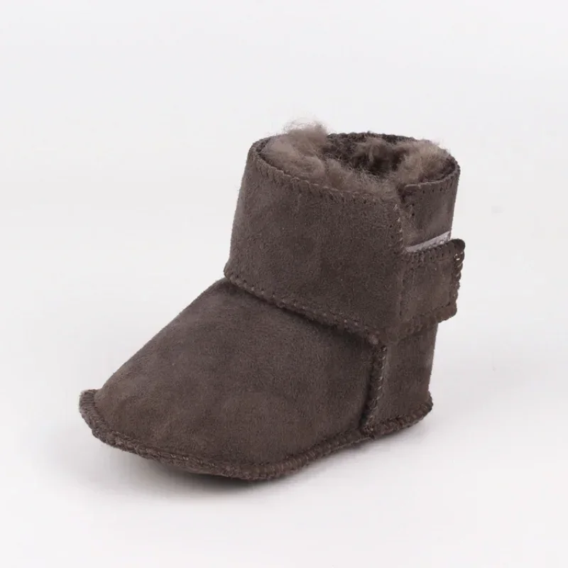 HoneyCherry Winter New Baby Sheepskin Fur Snow Boots Baby Soft Soled Warm Toddler Boots