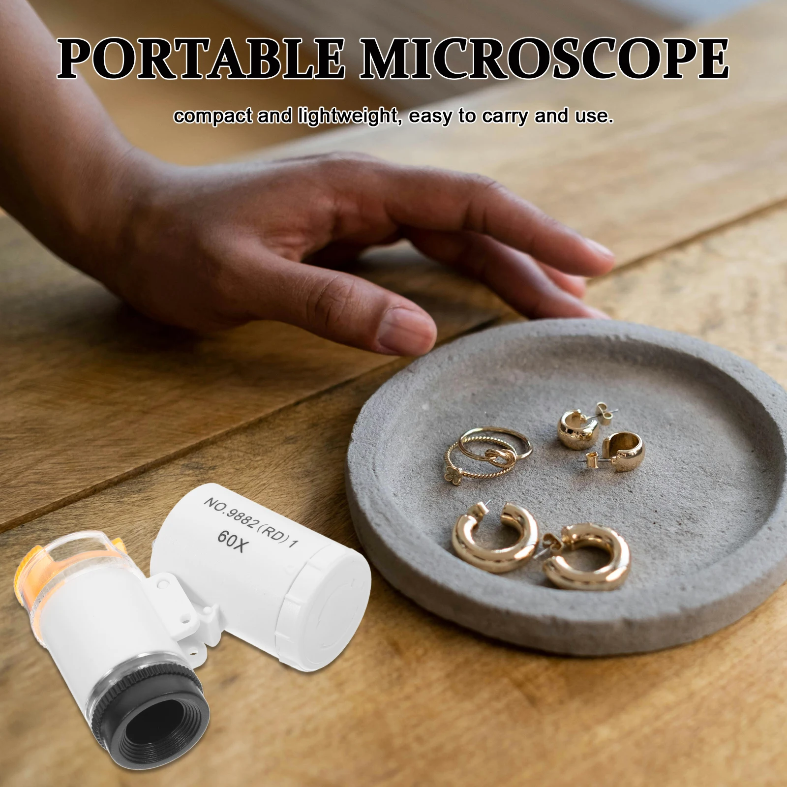 

60x Portable Magnifier Loupe LED Lights Jewelry Inspection Mini Handheld Microscope Jewelry Magnification