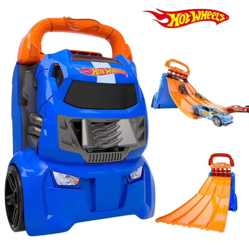 Maletín de lanzamiento 2 en 1 Hot Wheels para 20 coches con 4 pistas únicas, modelo de vehículo de juguete (04623 Cefa)