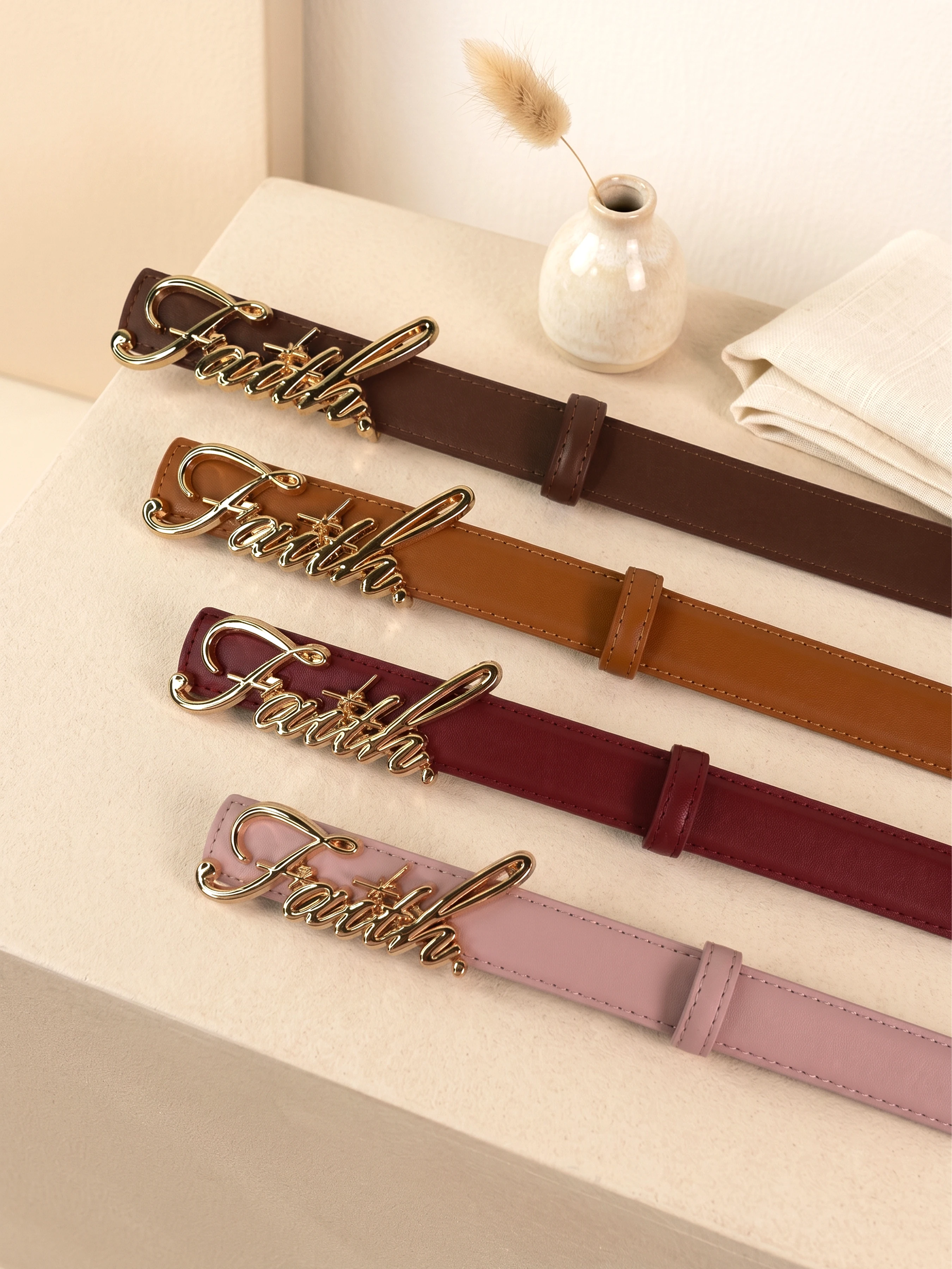 Women's Belt with Adjustable Luxury Signature Buckle Design, for Jeans & Dresses, Y2K Style Soft Comfortable Waist Belt