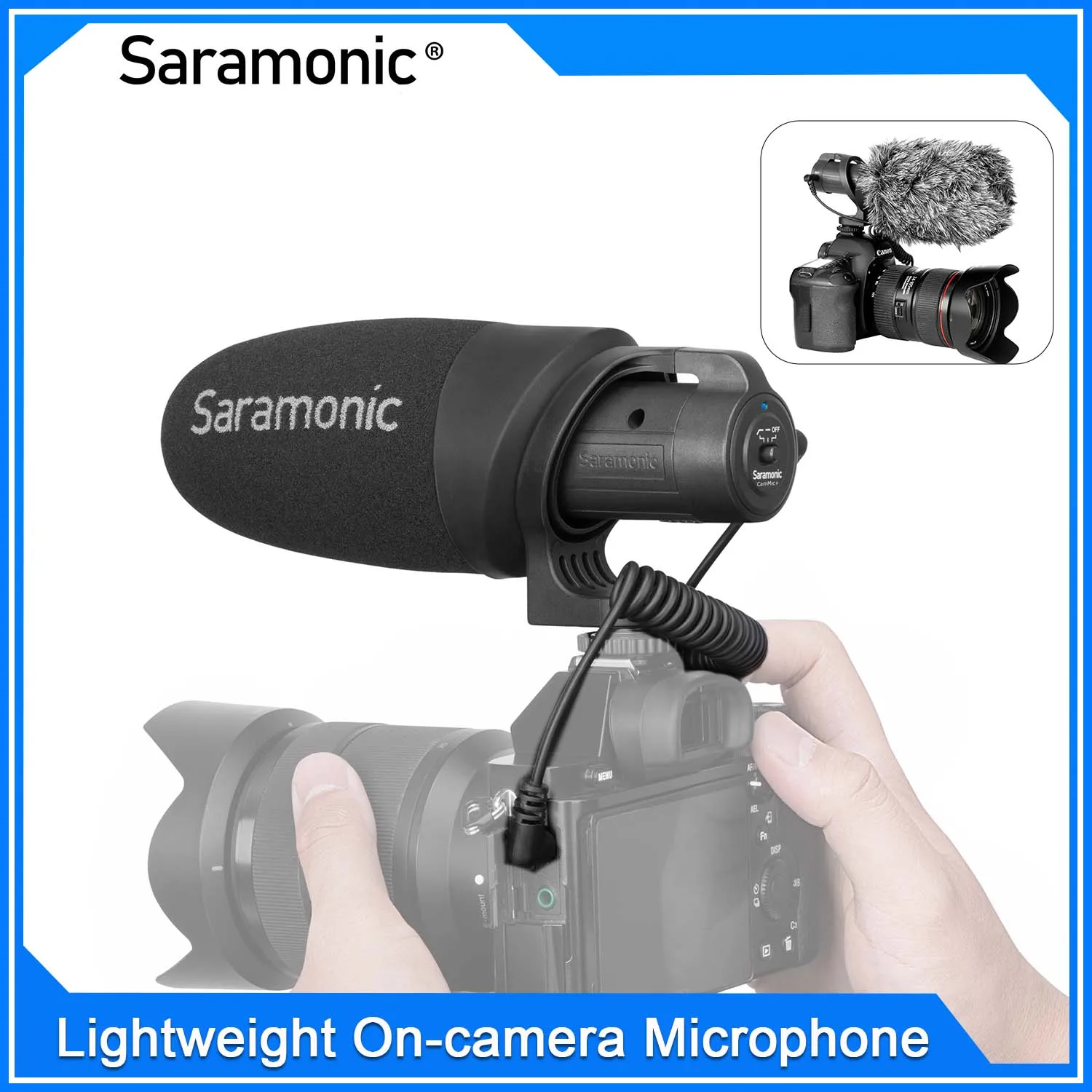 Saramonic CamMic/CamMic+ Lightweight On-camera Microphone with Integrated Shock Mount & Indicator for DSLR Canon Nikon Cameras