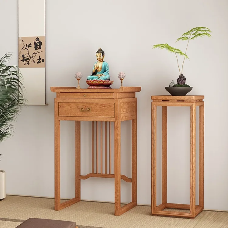 Black walnut solid wood small offering table, incense table for home use, modern living room, shrine, shrine, new Chinese