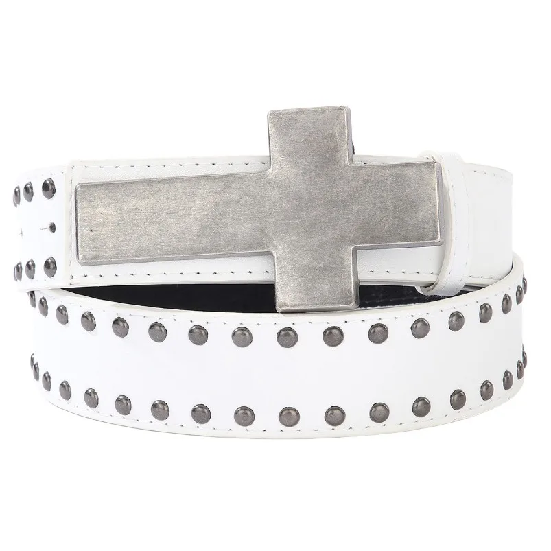 Rivet Cross Waistband Belt Metal Belt Men Women Punk Hardware Jeans Alloy Buckle Decorative Accessories Waist Belt Hip Hop Y2k