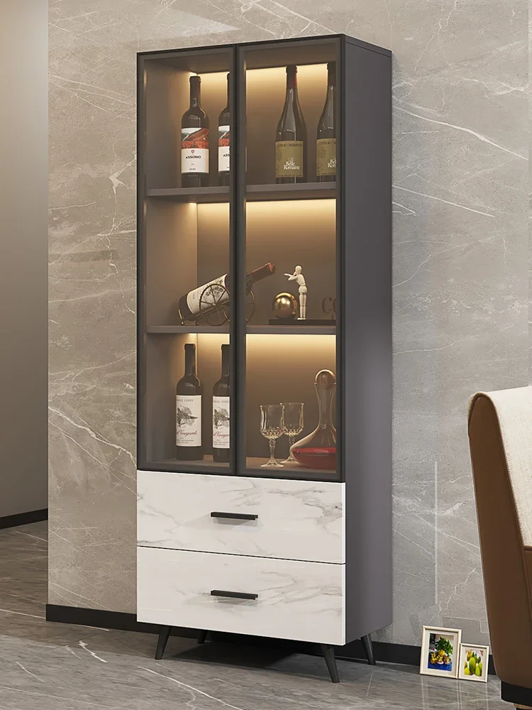 Glass Wine Cabinet Dining Side Luxury Living Room Modern Simple High Bar Cabinet Display Kitchen Meuble Vin Bar Furniture