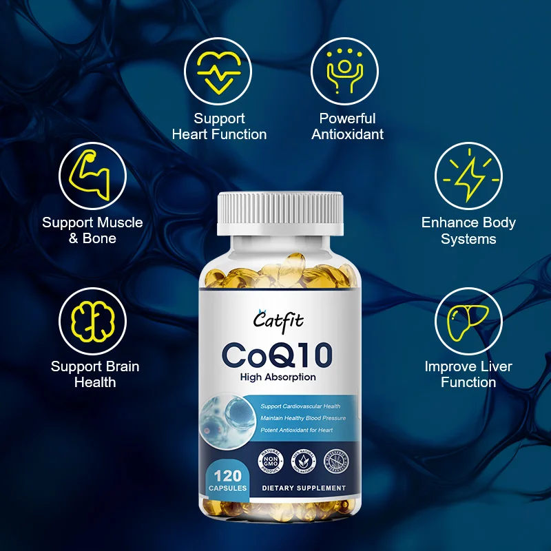 CoQ10 pur-supplément de coenzyme Q10 à haute absorption, vitamine enzymatique COQ-10 anticontinuité supplémentaire