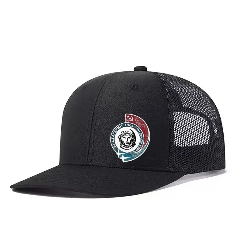 Russia Astronaut Printed Adjustable Baseball Cap Snapback Dad Hat Breathable Trucker Mesh Hat Golf Fishing Outdoor Sun Cap