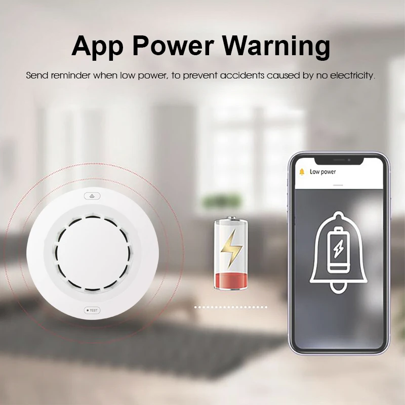 Tuya-Sensor de humo con WiFi, alarma de protección contra incendios, Detector de humo, combinación de casa, sistema de seguridad para el hogar, Bomberos