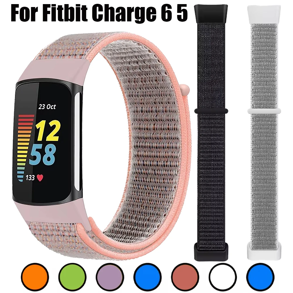 Gorgeous Nylon Braided Strap for Fitbit Charge 6/5 Replaceable Smart Watch Comfortable Band for Fitbit Charge 5/6 Belt Accessory