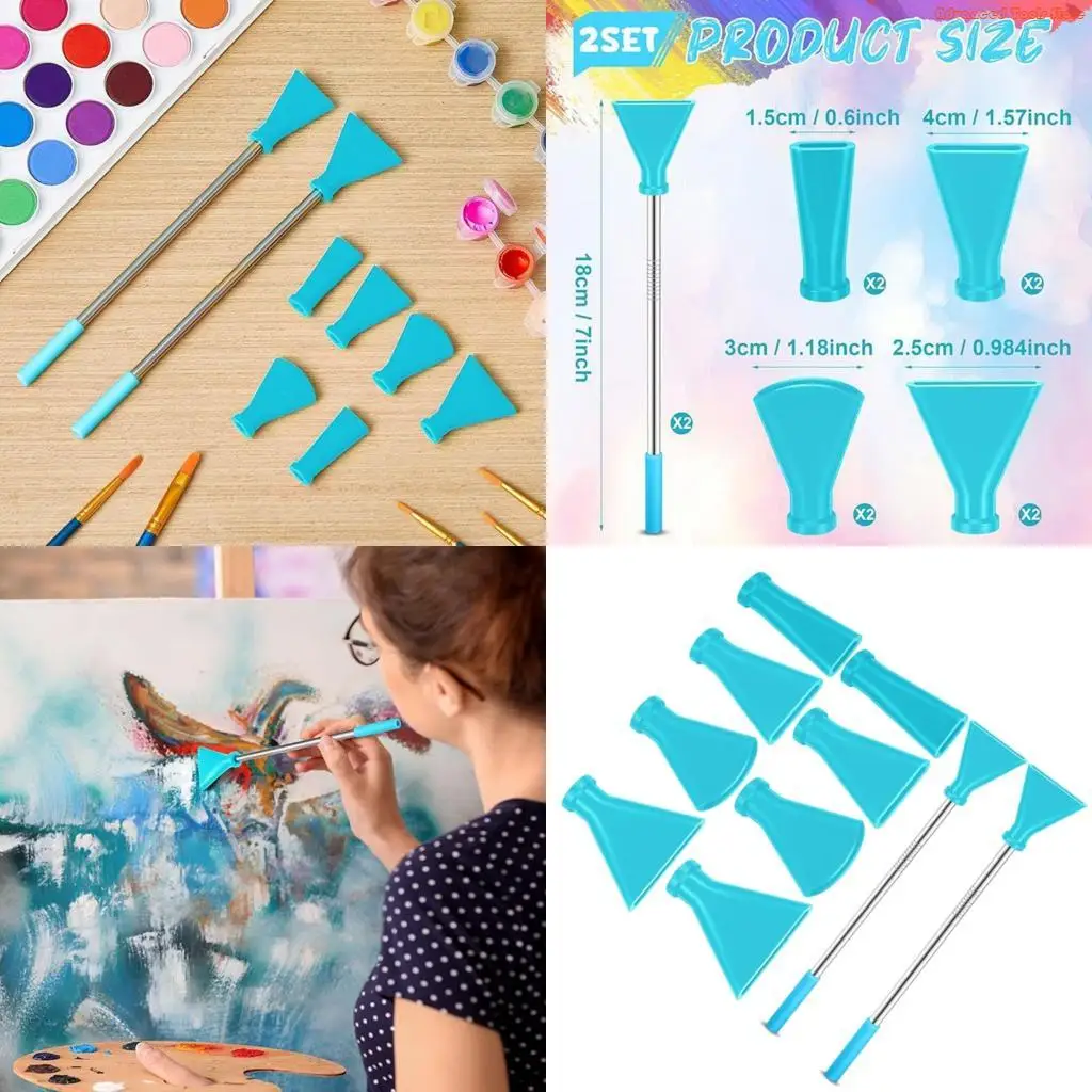 

Premium Painting Nozzle Tool Set Stainless Steel Straws Silicone Mouthpieces 4 Sized Blowing Tip Paint Supplies W91B