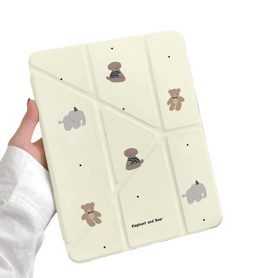 

Elephant Bear Pen Slot Tablet Case For Mini7 6 iPad Pro2024 2022 2021 2020 2019 2018 2017 11 10 9 8 7 6 5 Air7 6 5 4 3 2 1 Cover