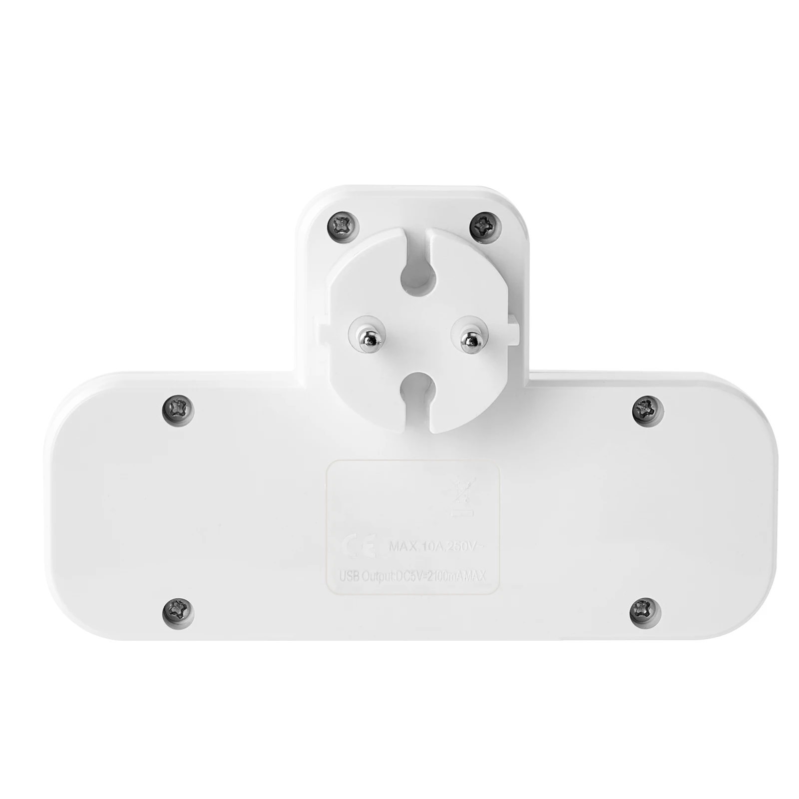 2 Pin UnGrounded Plug Adapter 3 Way Multi Socket Extension with 2 USB A 1 USB Tpye C for Charging Phone