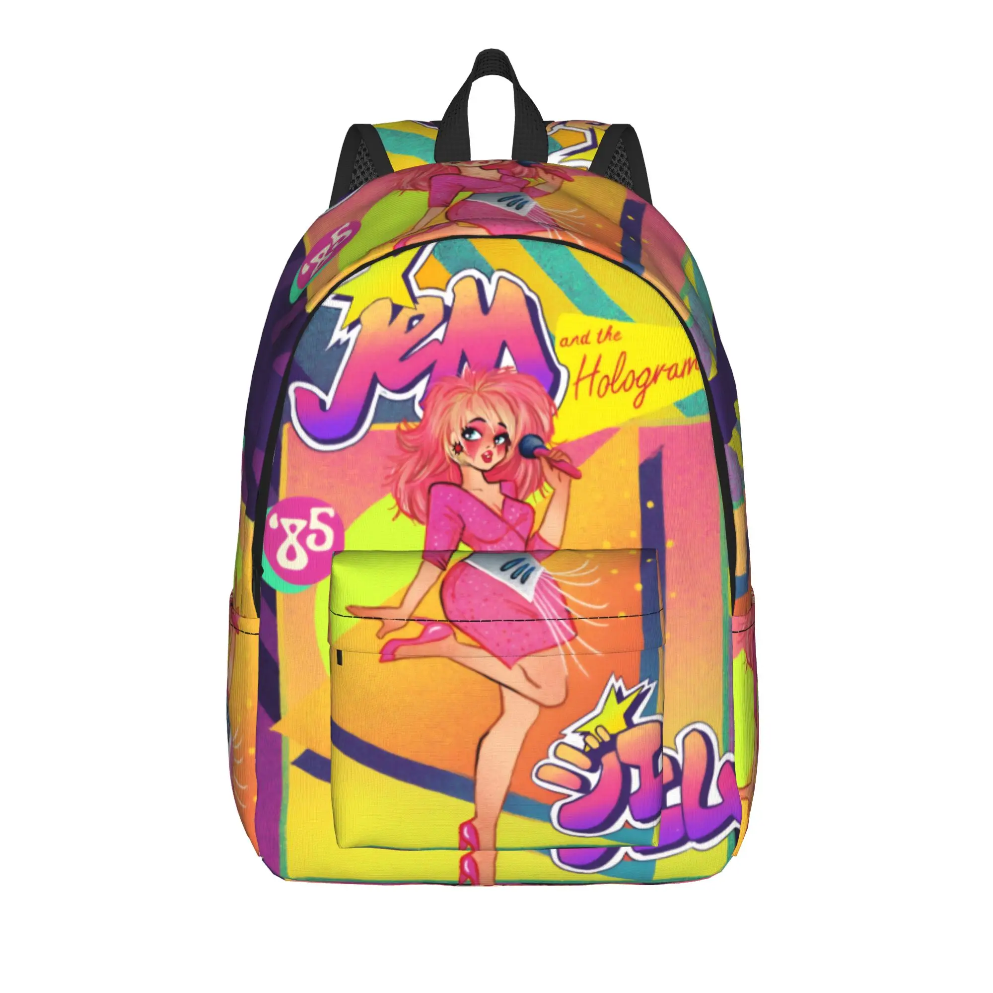 Jem And The Holograms Fashion Backpack Durable High School Hiking Travel  Daypack for Men Women College Shoulder Bag