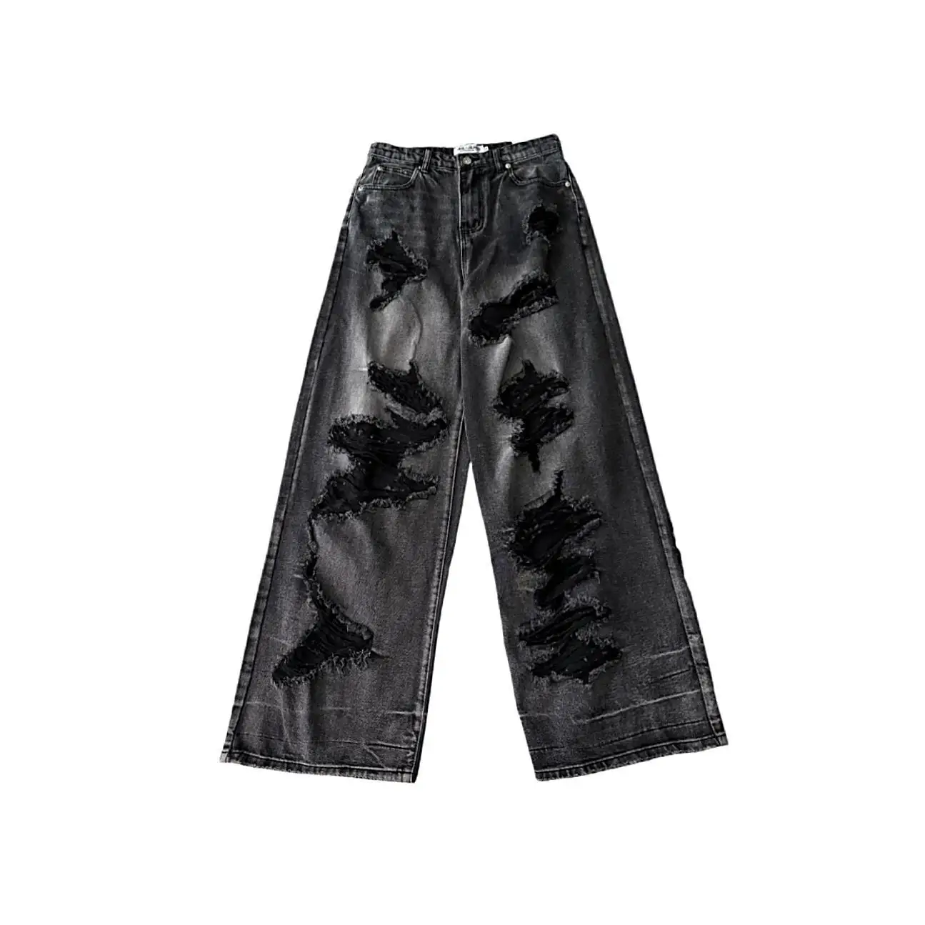 High Street Ripped Jeans for Men and Women in Summer Loose and Slim and Versatile Wide-leg Trousers, Washed and Distressed Pants