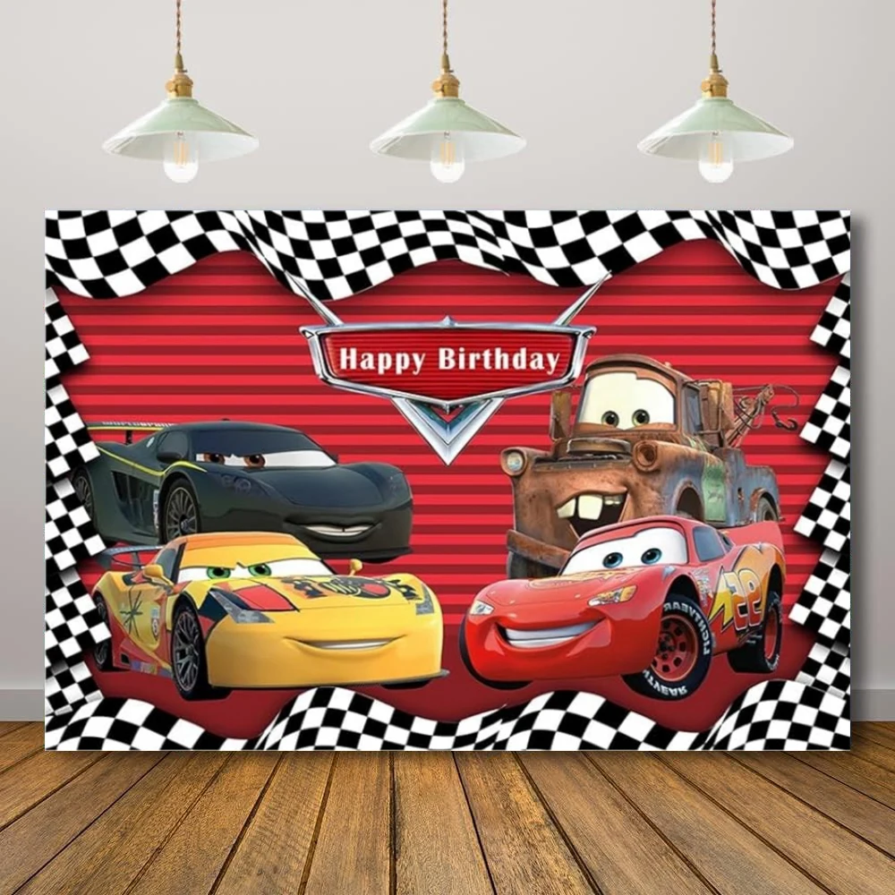 Lighting Mcqueen Decor - Tło fotograficzne motyw kreskówkowy samochody na