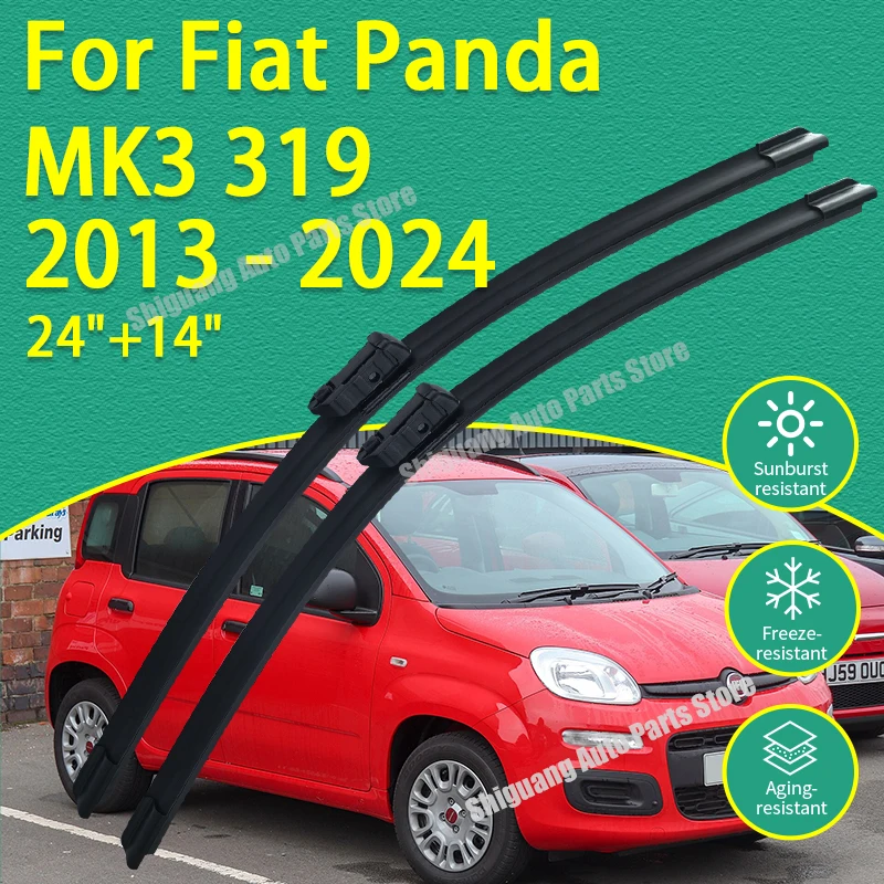 

Front Silicone Coating Wipers for Fiat Panda MK3 319 2013 - 2024 Car Wiper Windshield Windscreen Blades Accessories 2014 2015