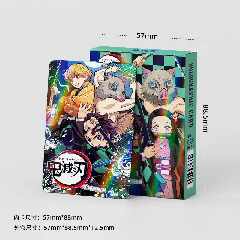 Juego de tarjetas Demon Slayer, tarjeta de colección de Anime, hermosa postal, mensaje, regalo para fan, figura de dibujos animados, tarjeta elegante de Tanjirou Nezuko