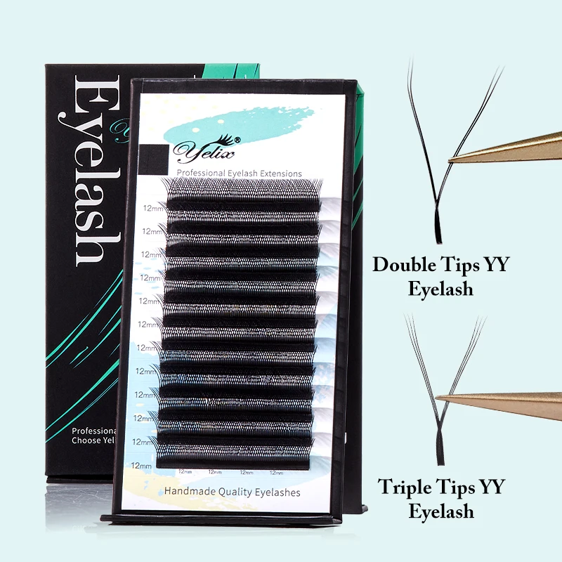 

Yelix YY Shape Double and Triple Tips Eyelash Extensions Hand Woven Premium Soft Natural Interlaced Makeup Mesh Net