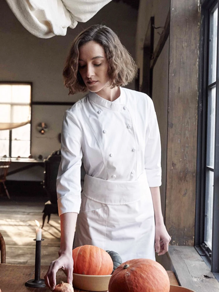 Uniforme de Chef de haute qualité pour femmes, veste de cuisine à manches longues pour Restaurant d'hôtel, chemise de cuisinier, vêtements de travail pour boulangerie et café