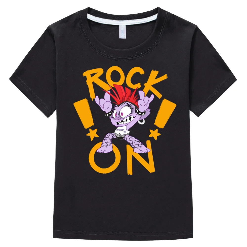 

Rock On Barb!! 2025NEW trolls T-shirts Cartoon Print Cute Manga 100% Cotton Tee-shirt Aesthetic Cartoon Boys/girls T Shirt