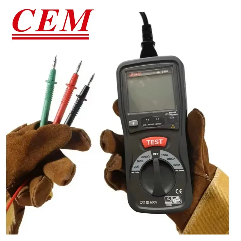 CEM DT-5301 جهاز اختبار المقاومة المنخفضة جهاز اختبار مقاومة الدائرة حلقة/PSC جهاز اختبار العزل Milliohm Metewith 20KA و2000Ω