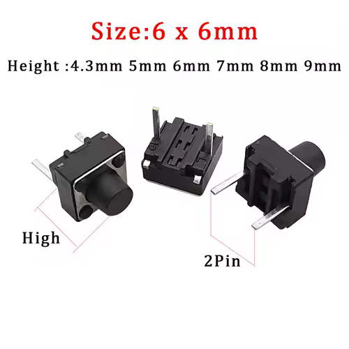 20/50/100Pcs Micro Tactile Switch Momentary Tact DIP Switch 2Pin 6 x 6mm Micro Touch Push Button Switch High 5mm 6mm 7mm 8mm 9mm - Image 3