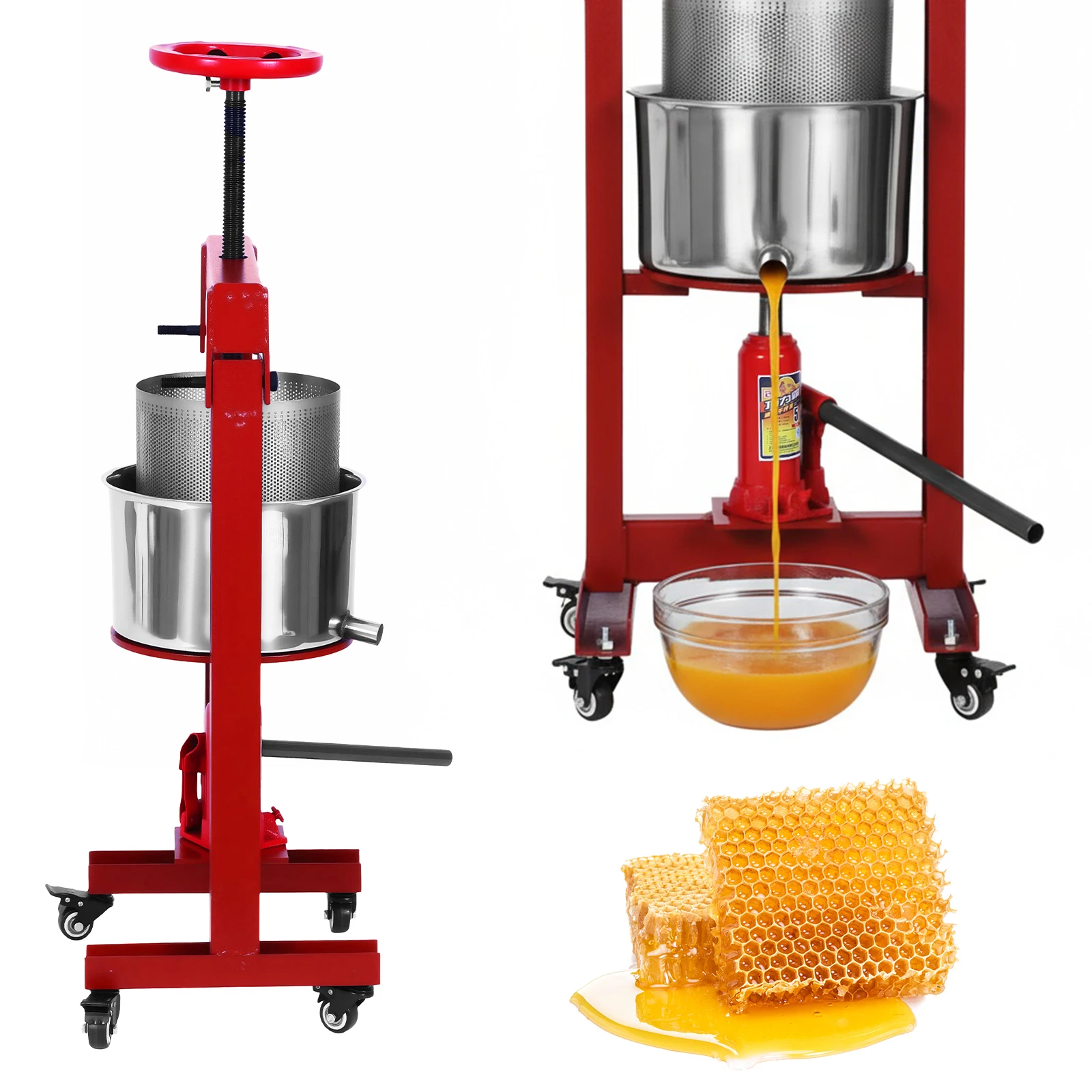 

Гидравлическая соковыжималка для фруктов, 9 л, ручная соковыжималка из нержавеющей стали, маленькая соковыжималка для меда, винограда, черники для моркови/апельсины/ягодки